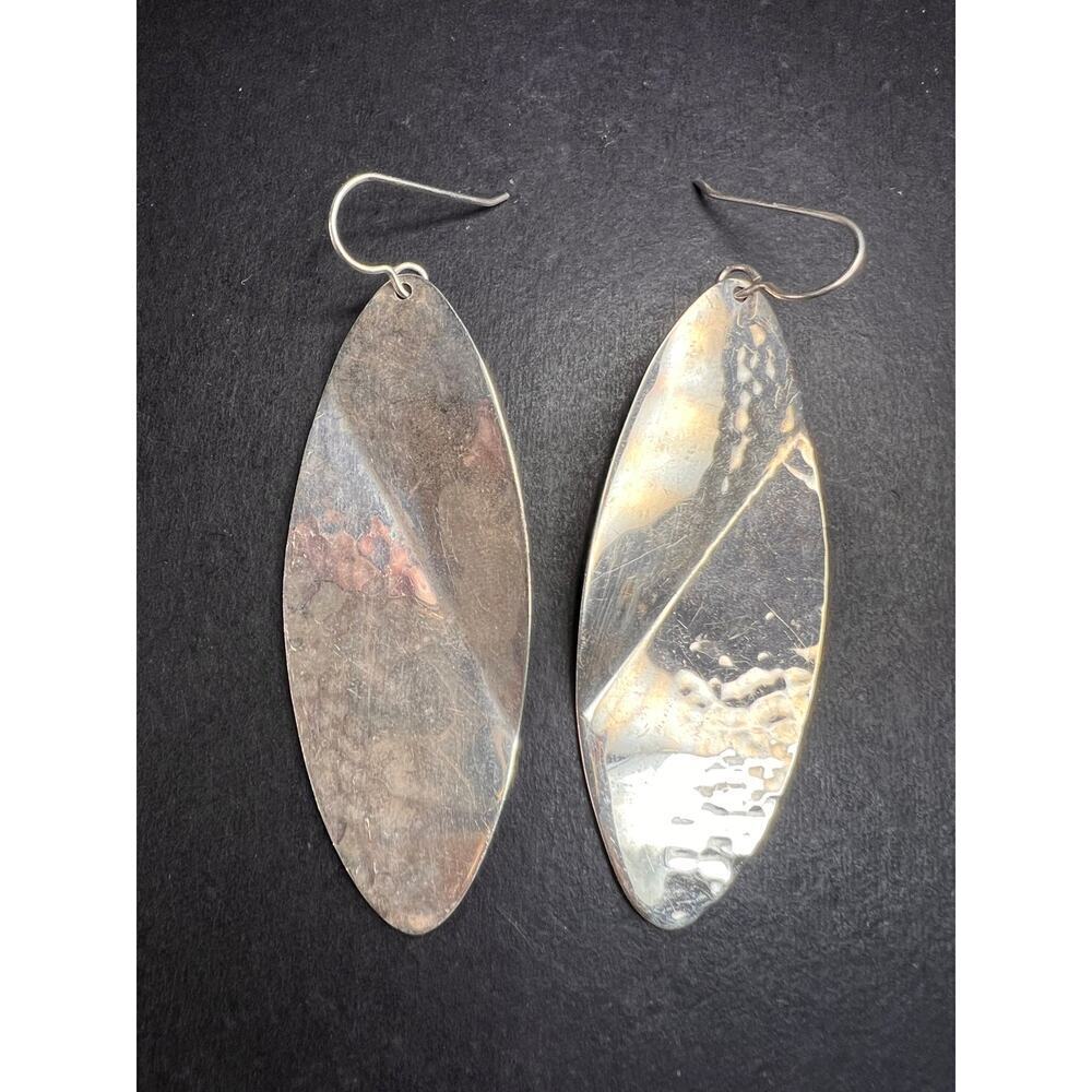 Taxco Mexico Sterling Silver 925 Bold Large Dangle Drop Modernist Earrings